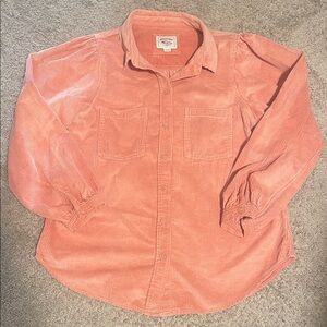 Coral Corduroy Button-Up Shirt